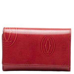 CARTIER Happy Birthday Bi-fold Wallet L3000347 Pink Red Enamel Women's